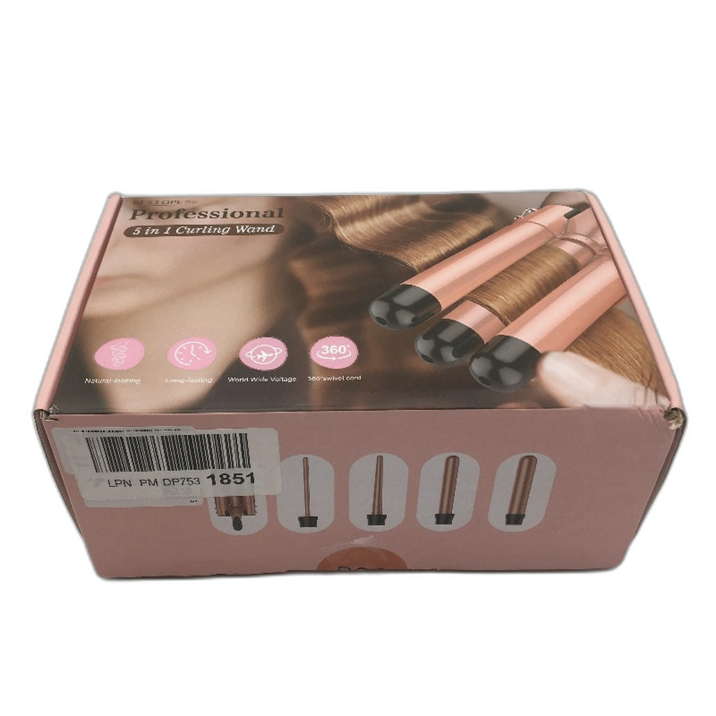 Bestope 5 in 1 3 Barrel Professional Hair Curling Crimper Wand in Rose Gold DEMO