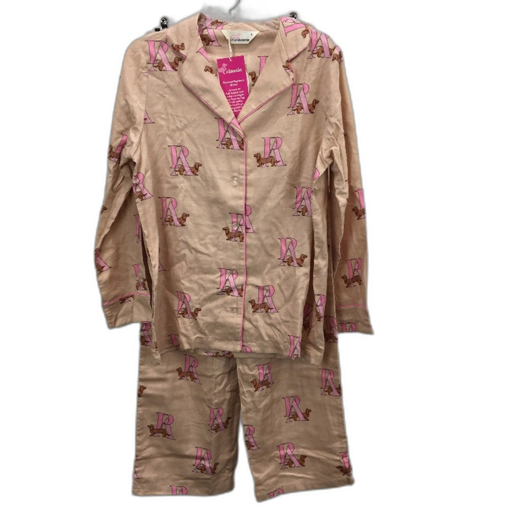 Peter Alexander Logo Patterned Long Sleeve Bamboo PJ Set Ladies Size Small NEW
