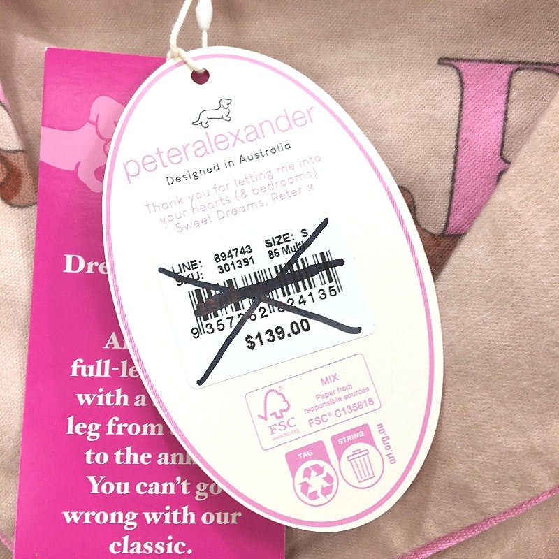 Peter Alexander Logo Patterned Long Sleeve Bamboo PJ Set Ladies Size Small NEW