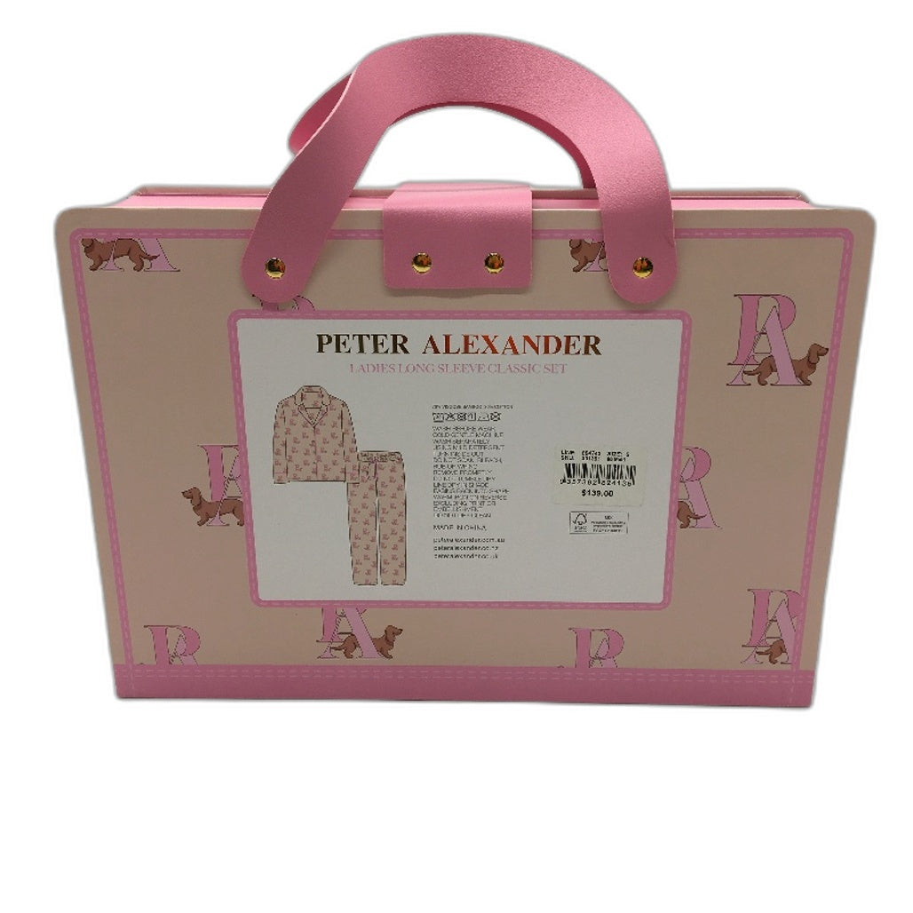 Peter Alexander Logo Patterned Long Sleeve Bamboo PJ Set Ladies Size Small NEW