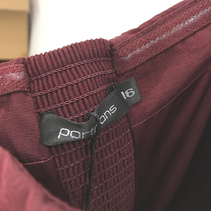 Portmans Hope Strapless Burgundy Rose Detail Formal Midi Dress Ladies Size AU 16
