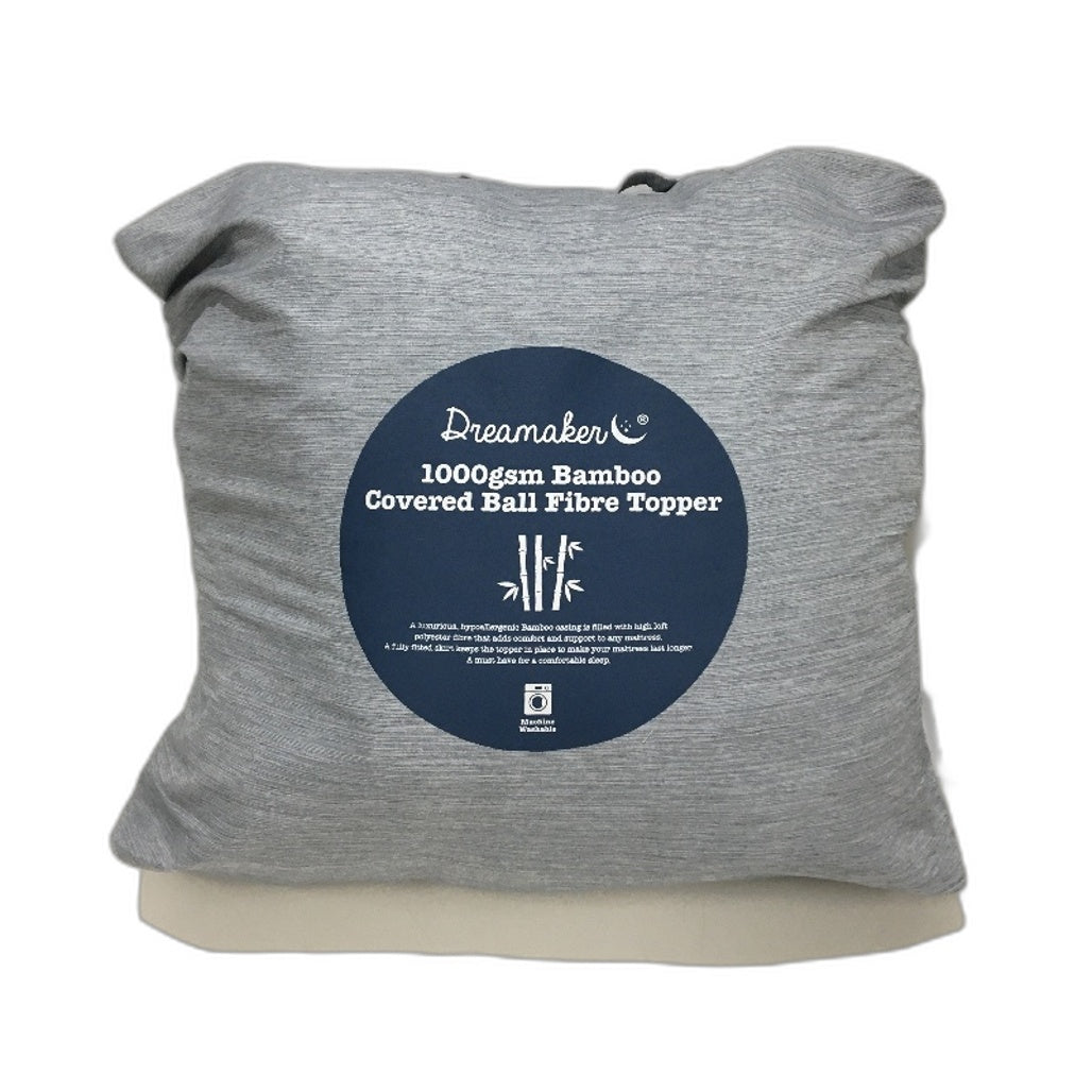 Dreamaker 1000 Gsm Bamboo Covered Ball Fibre Standard Baby Cot Mattress Topper