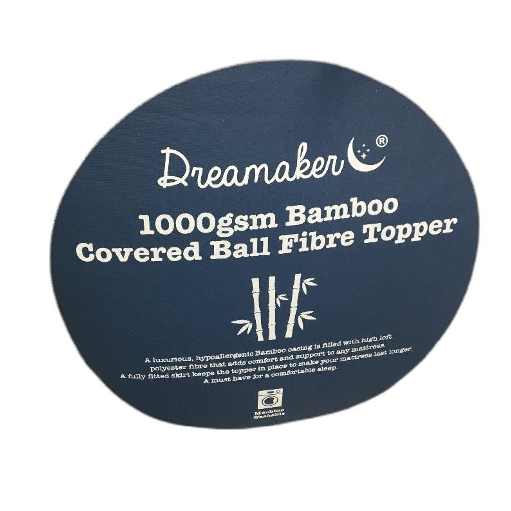 Dreamaker 1000 Gsm Bamboo Covered Ball Fibre Standard Baby Cot Mattress Topper