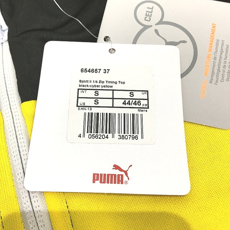 PUMA Spirit II Poly Quarter Zip Jumper Top Black & Cyber Yellow Mens Size S NEW