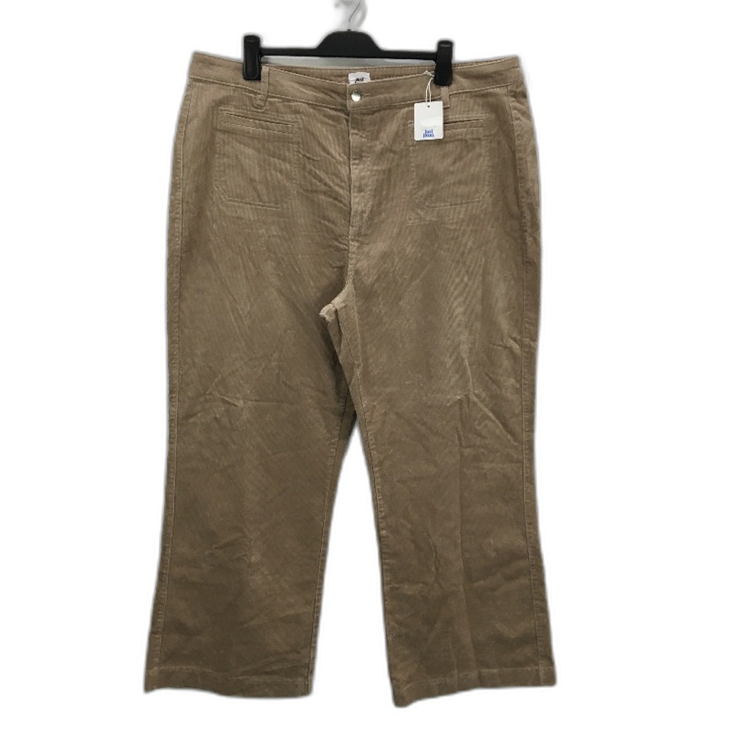 Just Jeans Curve Oat Corduroy Patch Pocket Wide Leg Jeans Ladies Size 20 NEW