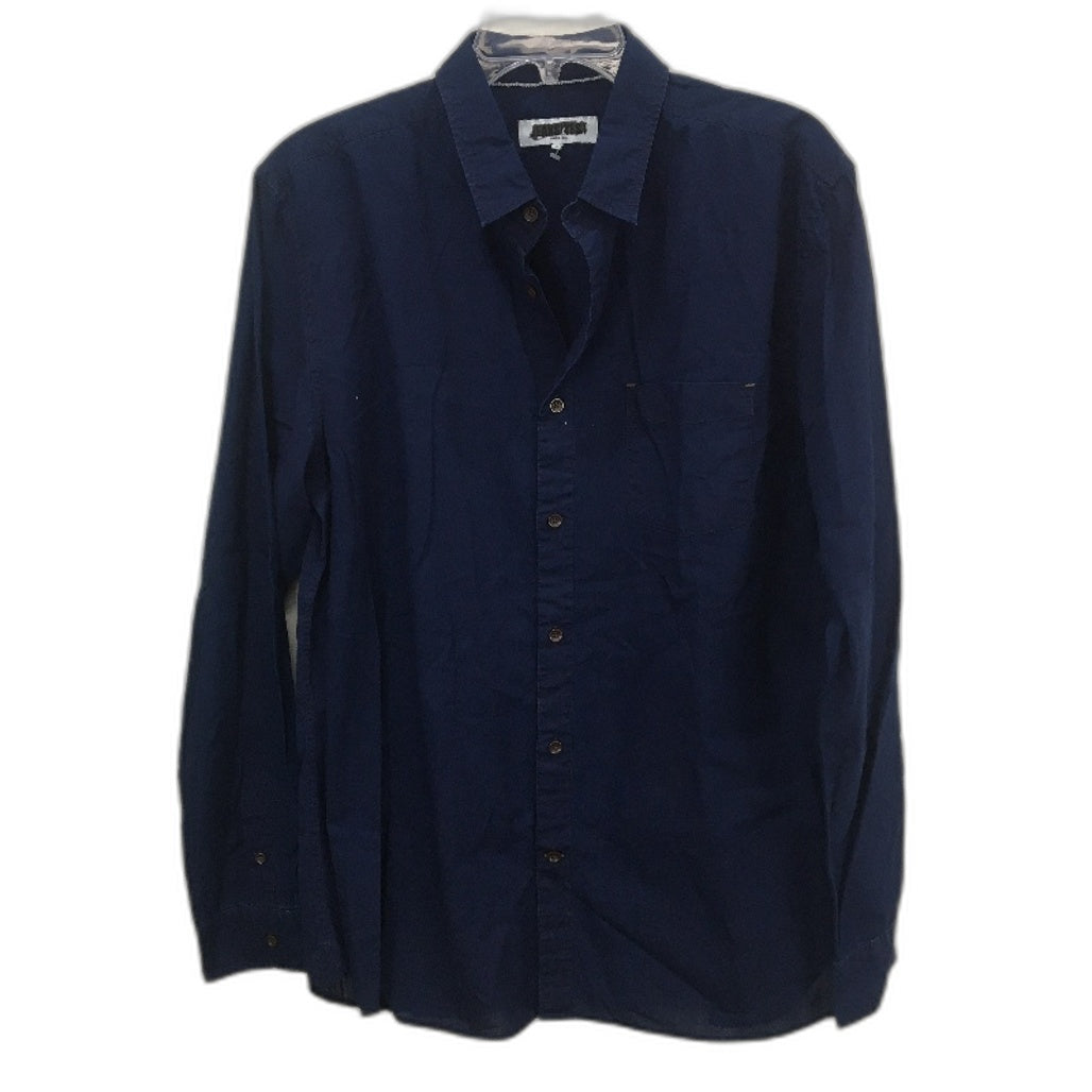 Jeanswest Cooper Navy Plain Long Sleeve Button Up Shirt Mens Size Large