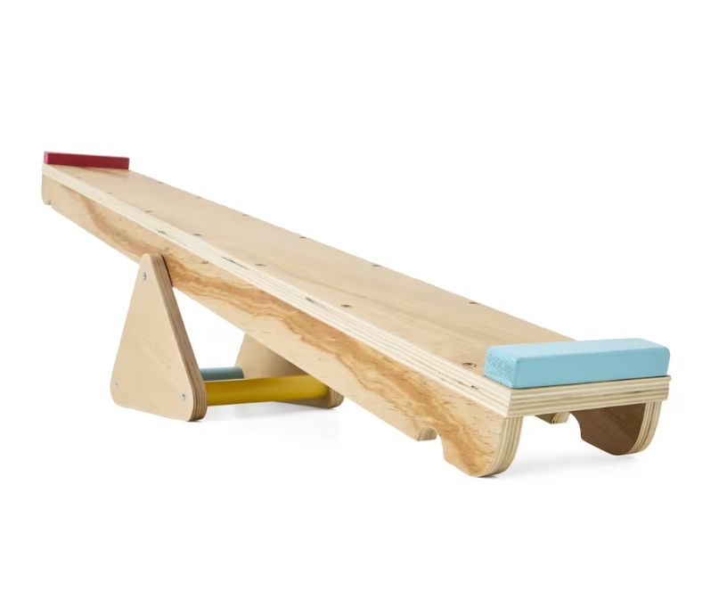 Wooden Kids Seesaw & Balance Beam Multifunctional Play Set 3 Pcs Wood Toy