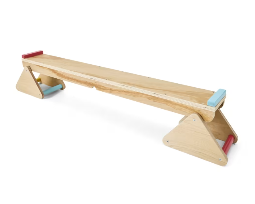 Wooden Kids Seesaw & Balance Beam Multifunctional Play Set 3 Pcs Wood Toy