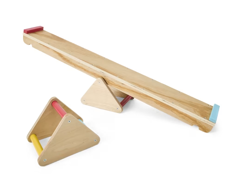 Wooden Kids Seesaw & Balance Beam Multifunctional Play Set 3 Pcs Wood Toy