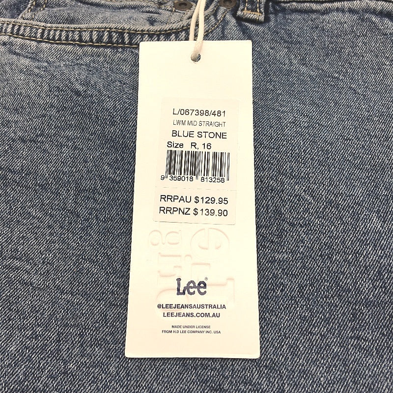 Lee LWM Mid Rise Straight Leg Fade Blue Denim Jeans Ladies Size 16 NEW