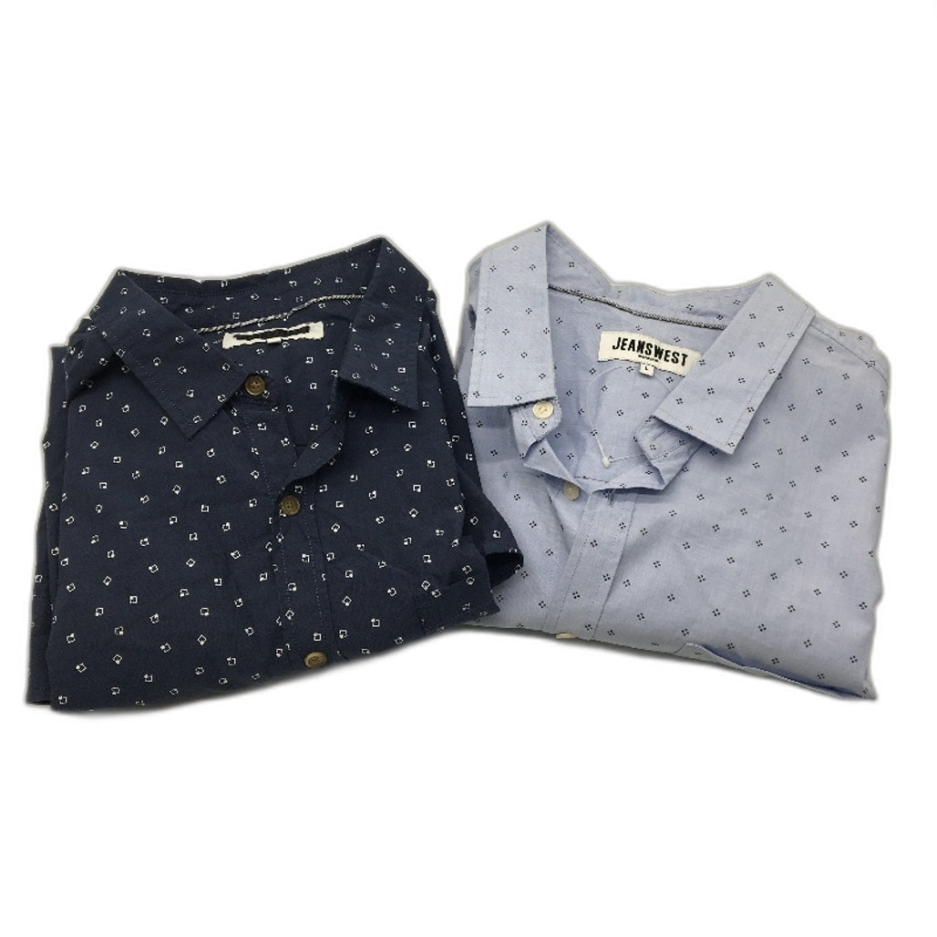 Jeanswest 2 Pack Blue With Pattern Cotton LSleeve Casual Shirts Mens Size L NEW