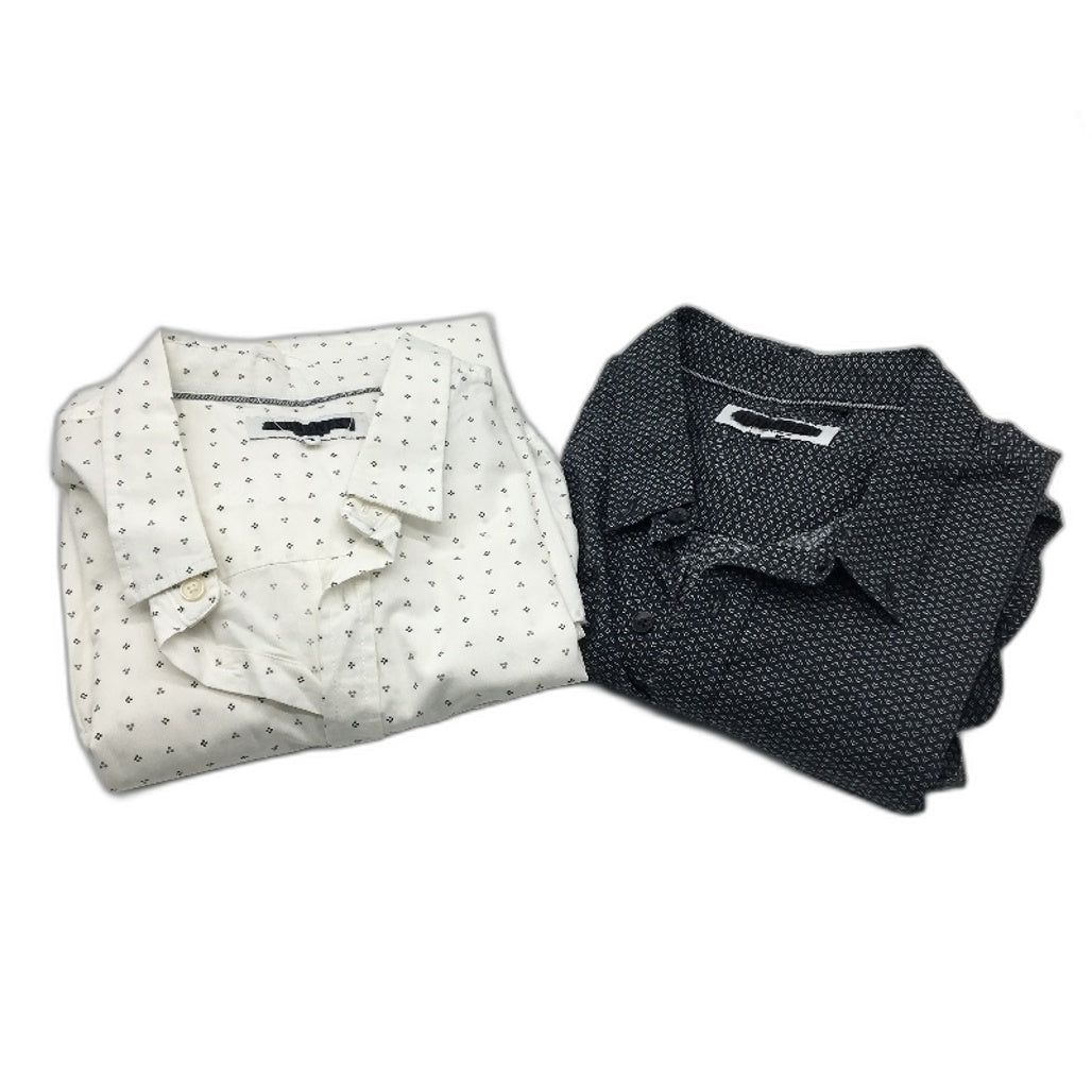 Jeanswest 2 Pack White Navy Pattern Cotton LSleeve Casual Shirts Mens Size L NEW