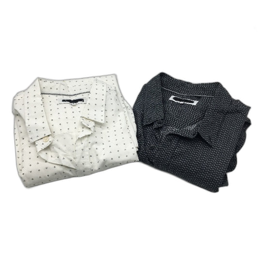 Jeanswest 2 Pack White Navy Pattern Cotton LSleeve Casual Shirts Mens Size L NEW