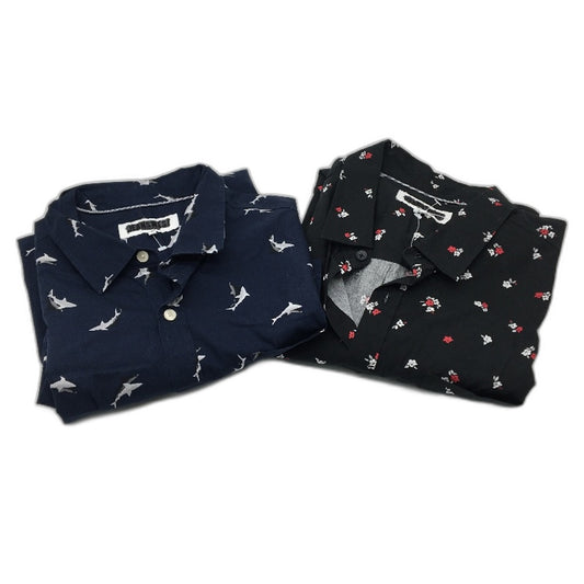 Jeanswest 2Pack Black & Navy Print Cotton SSleeve Casual Shirts Mens Size L NEW