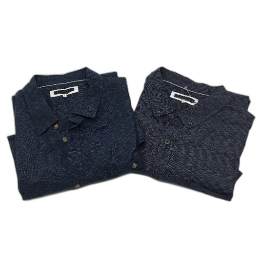 Jeanswest 2Pack Navy Plue Streaks Cotton SSleeve Casual Shirts Mens Size L NEW