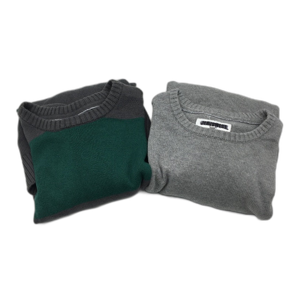 Jeanswest 2Pack Grey Thick Stripe Cotton LSleeve Knit Jumpers Mens Size L NEW