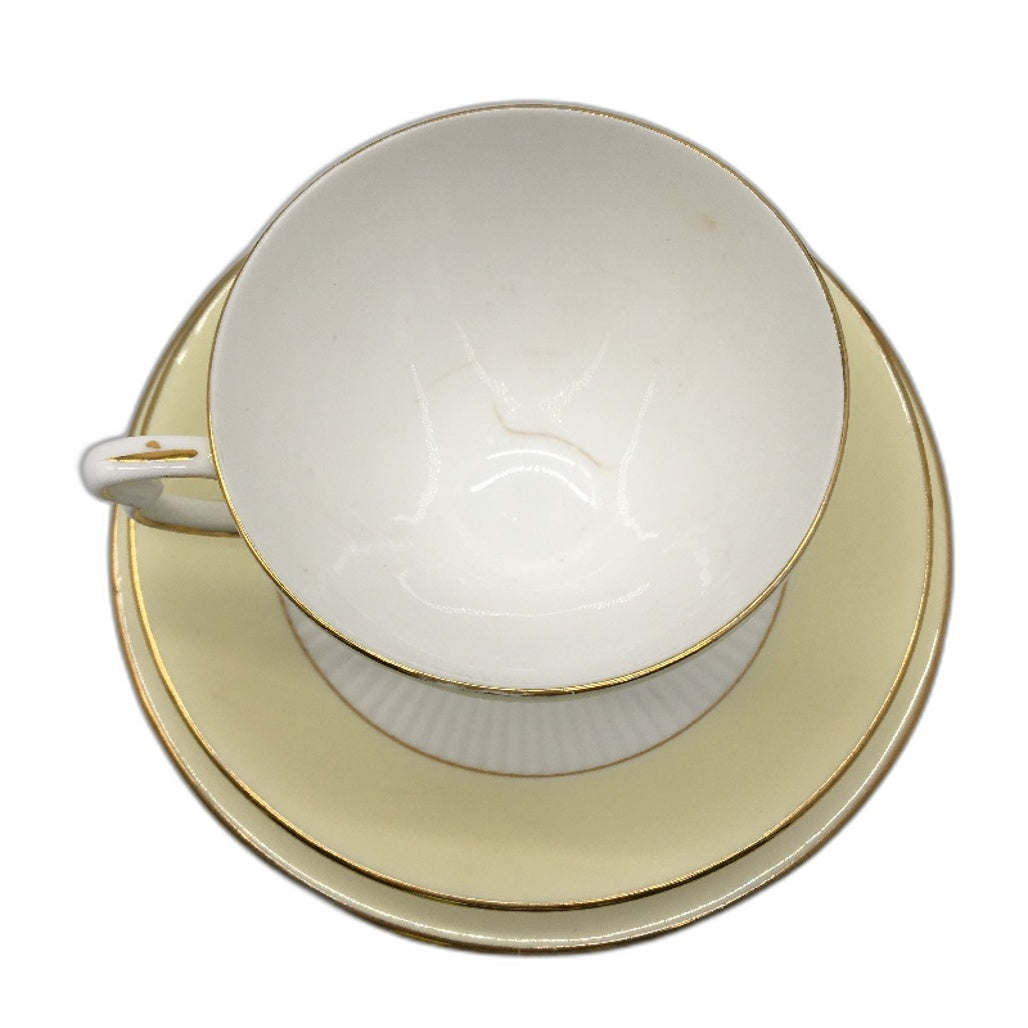 VINTAGE Colclough Bone China Made In England Pastel Yellow 3Pce Tea Cup Set