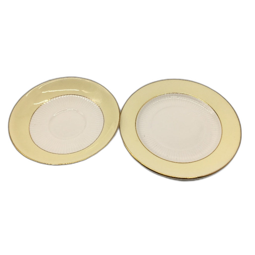 VINTAGE Colclough Bone China Made In England Pastel Yellow 3Pce Tea Cup Set