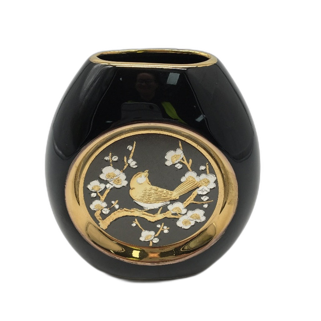 COLLECTABLE The Art Of Chokin 24K Edged Swallow Bird Made In Japan Mini Vase