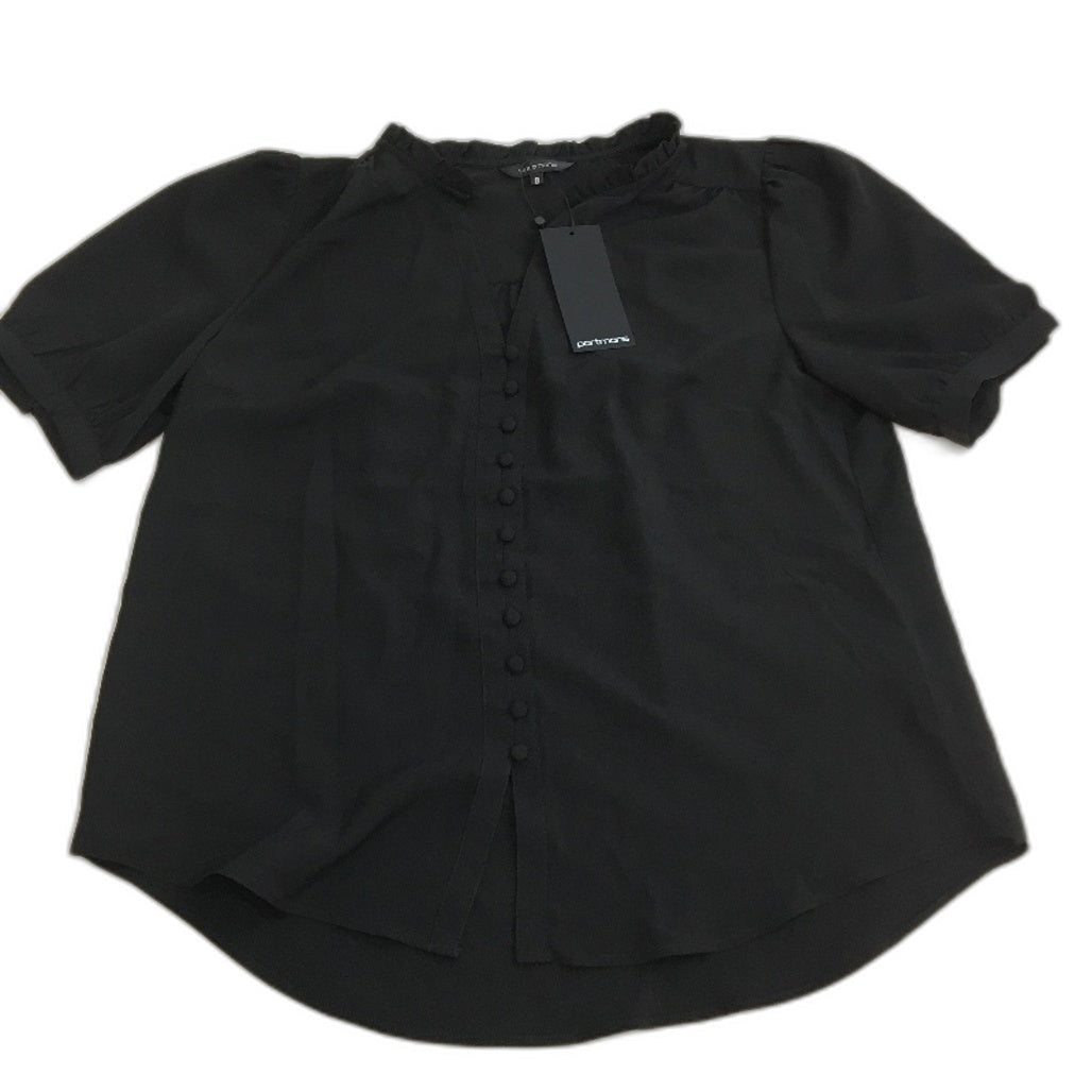 Portmans Kelsie Black Polyester Short Sleeve Button Through Top Ladies Size AU 8 NEW