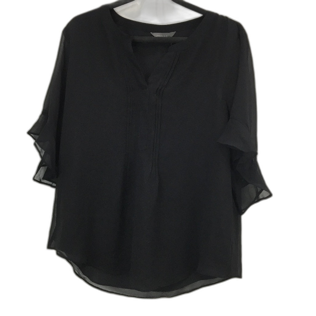 Jacqui.E Thea Drapey Black Scoop Notch Lined Blouse Ladies Size AU 14 NEW