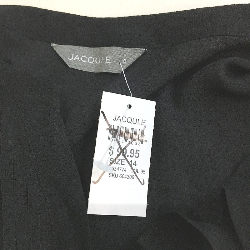 Jacqui.E Thea Drapey Black Scoop Notch Lined Blouse Ladies Size AU 14 NEW