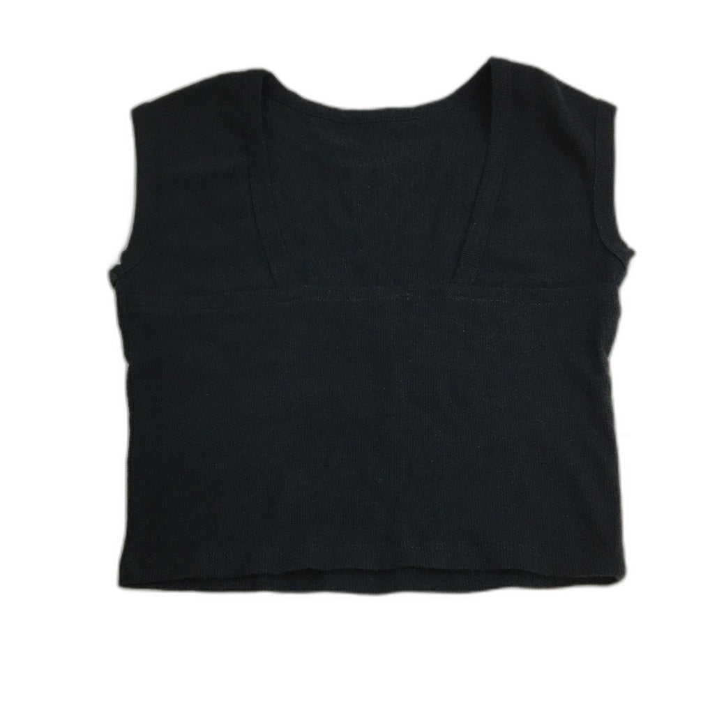 Dotti Low Back Rib Black Cotton Tee for Women - Soft Stretch Fit - Size Large NEW