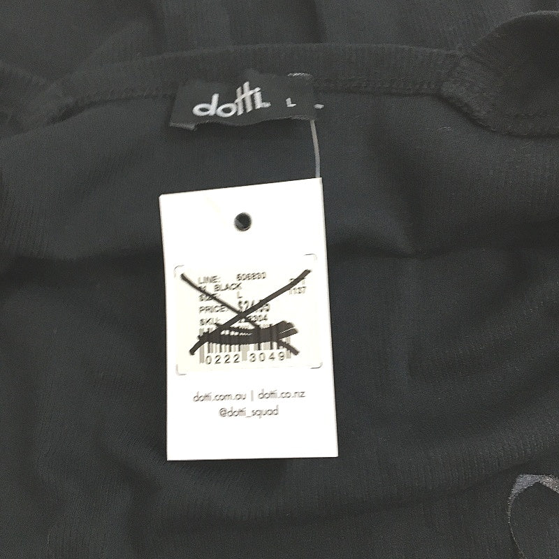 Dotti Low Back Rib Black Cotton Tee for Women - Soft Stretch Fit - Size Large NEW