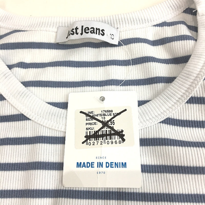 Just Jeans Kylie Knit White & Blue Stripe Combo Dress - Ladies Size AU 10 - NEW