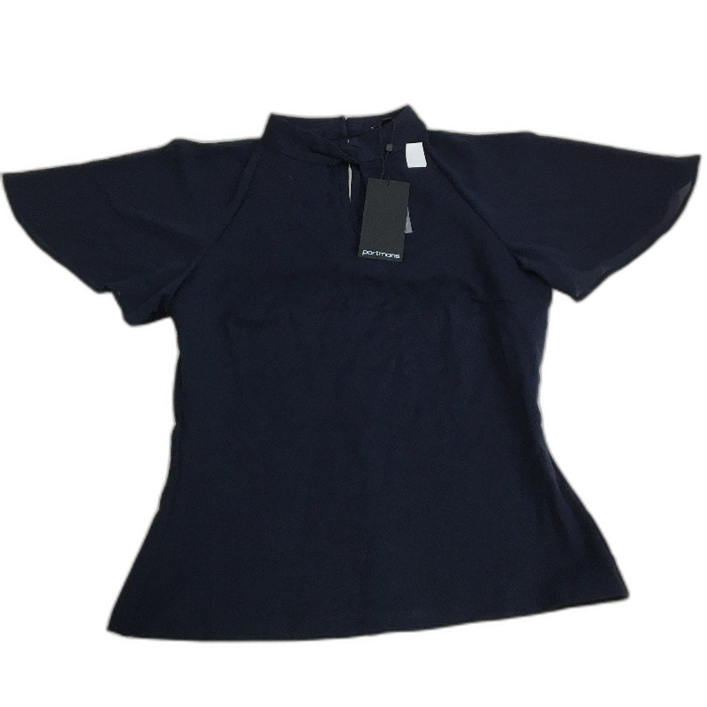 Portmans Navy Twist Neck Sheer Sleeve Ponte Top for Women - Viscose Blend Size XS NEW