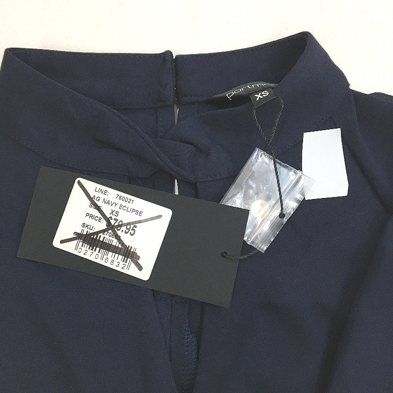 Portmans Navy Twist Neck Sheer Sleeve Ponte Top for Women - Viscose Blend Size XS NEW