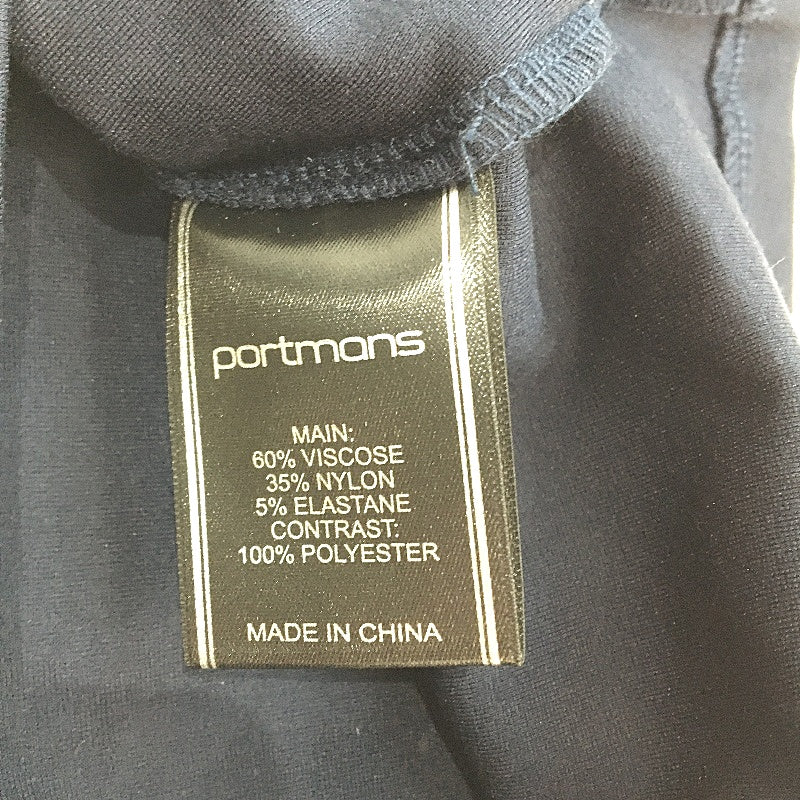 Portmans Navy Twist Neck Sheer Sleeve Ponte Top for Women - Viscose Blend Size XS NEW