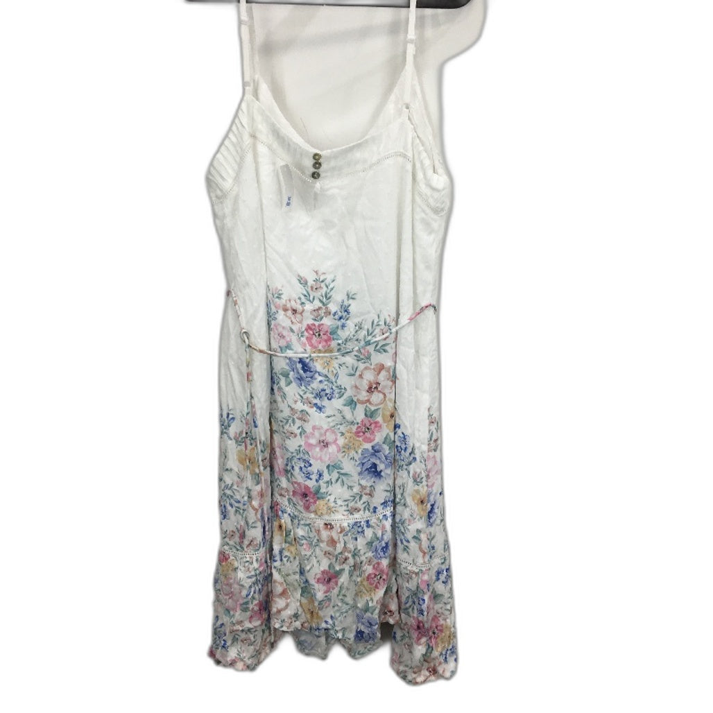 Just Jeans Amelia Dobby White Floral Spaghetti Strap Dress - Ladies Size AU 16 NEW