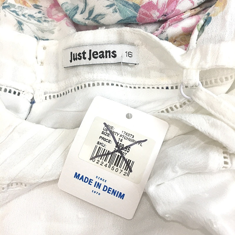 Just Jeans Amelia Dobby White Floral Spaghetti Strap Dress - Ladies Size AU 16 NEW