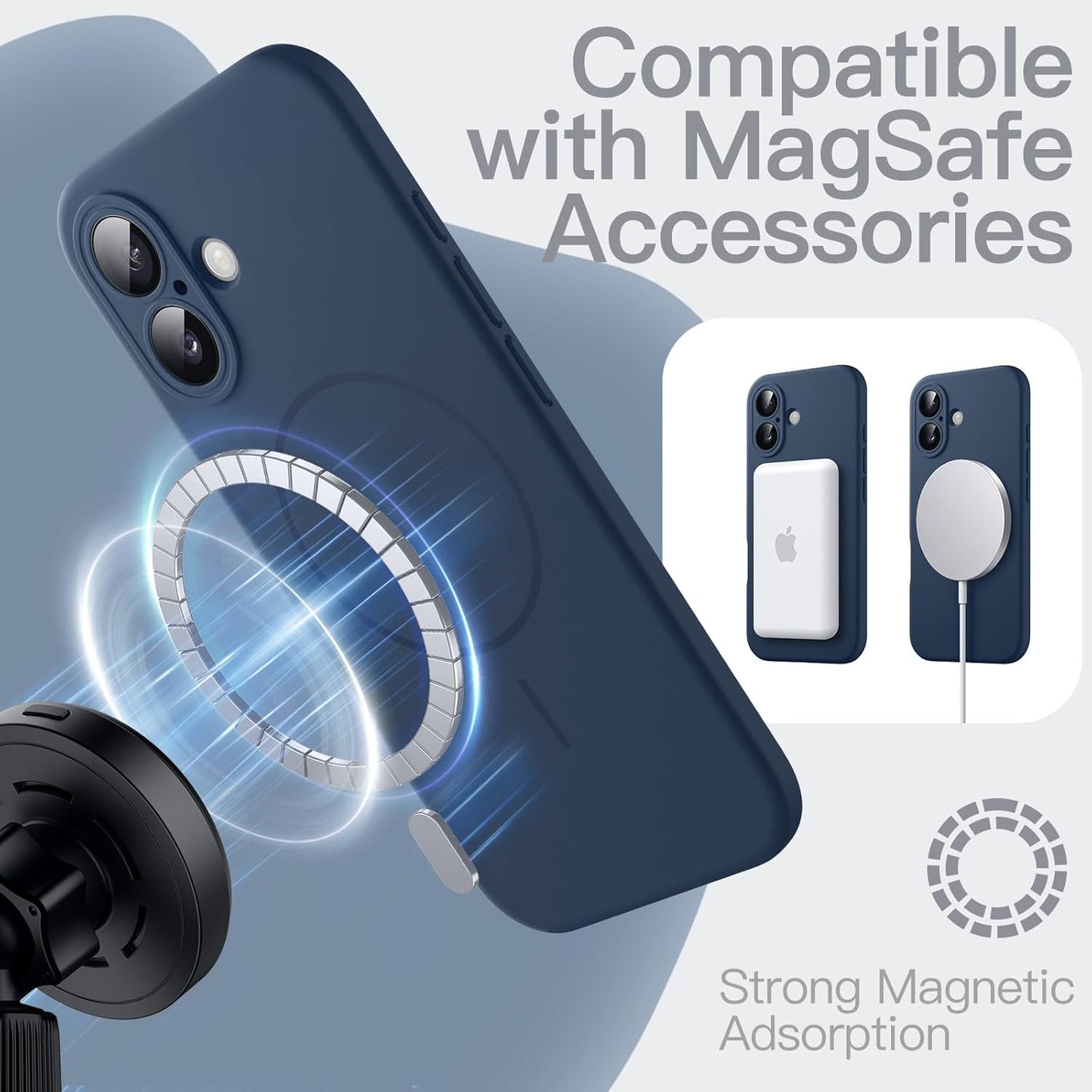 JETech Magnetic Basic Cases Silicone iPhone 17 6.3" Case - Navy Blue NEW