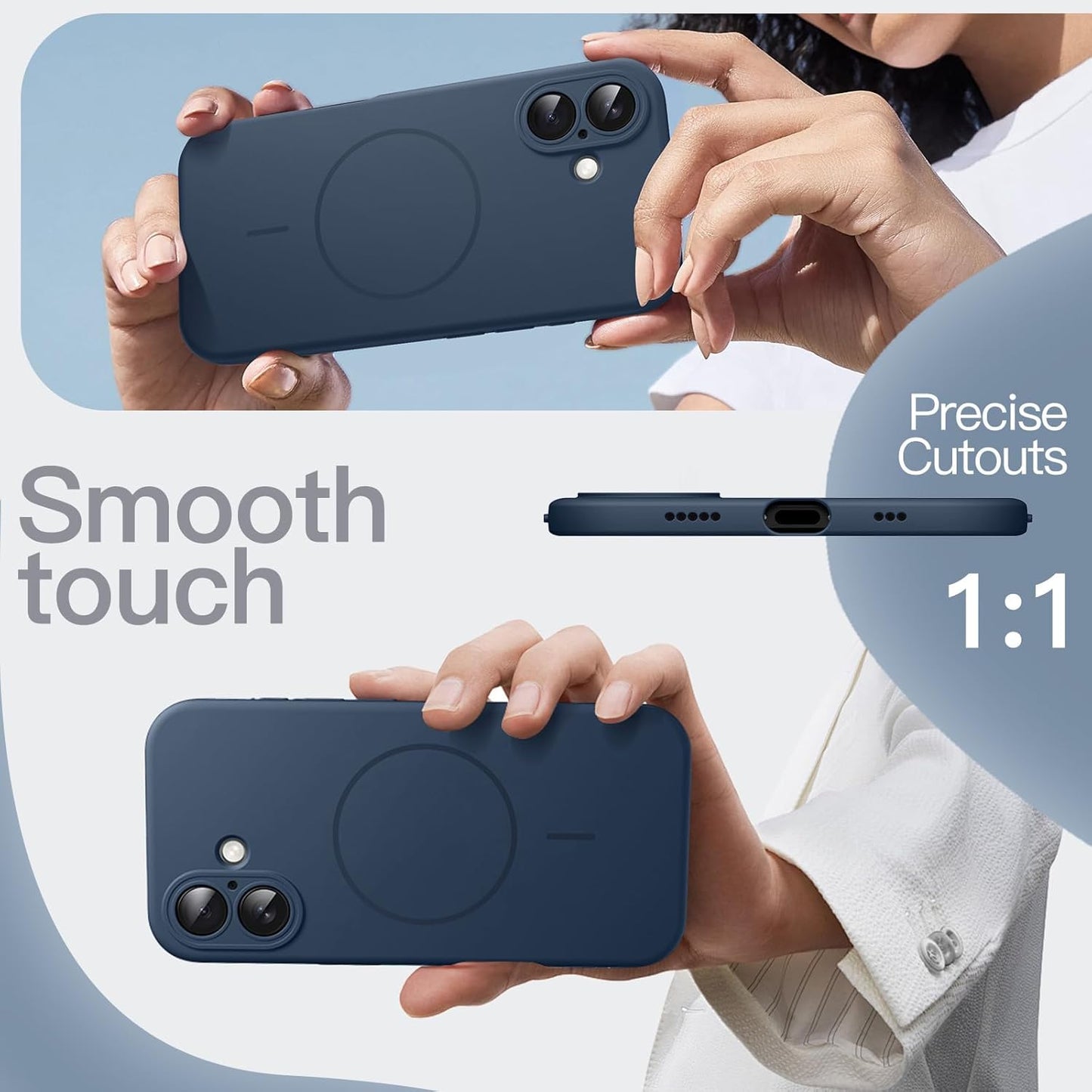 JETech Magnetic Basic Cases Silicone iPhone 17 6.3" Case - Navy Blue NEW