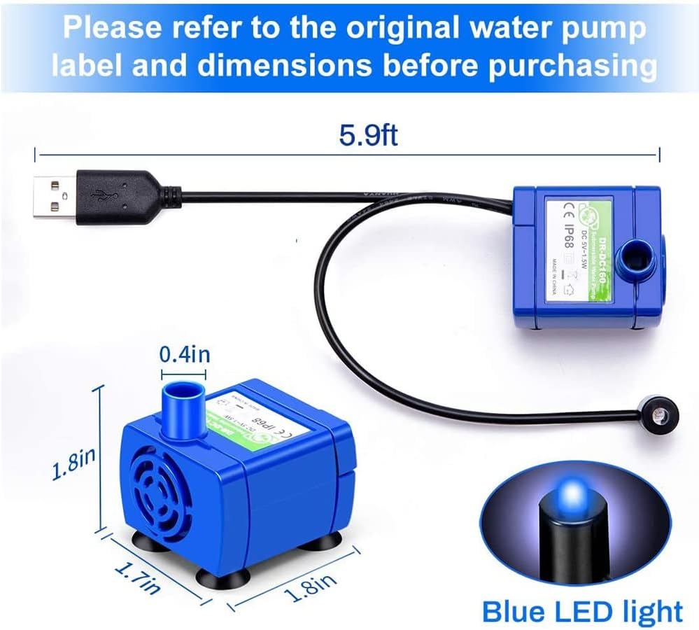 MAOCG Blue Fountains Pet Water Fountain Pump Replacement Accessory for DEMO