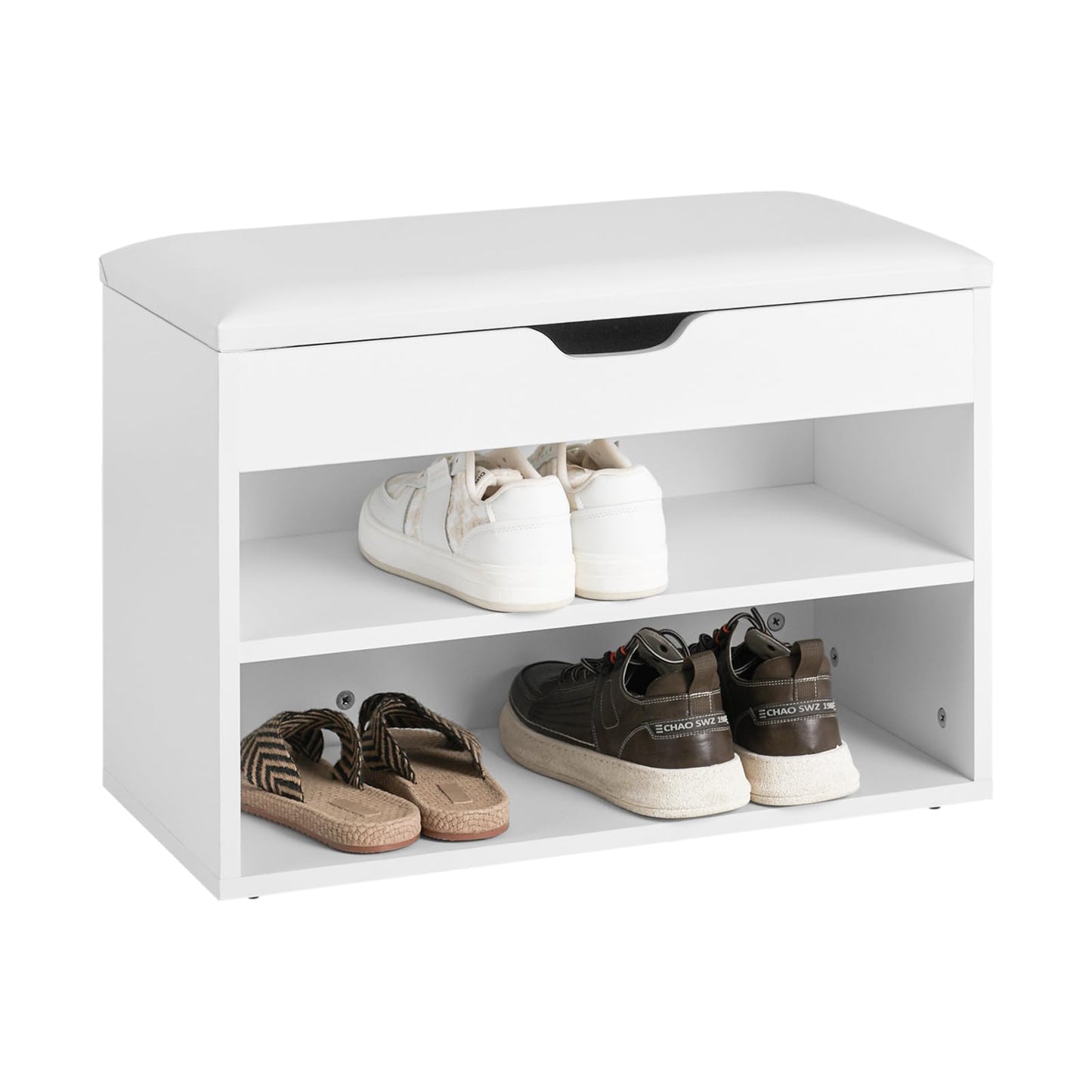 SoBuy White Storage Bench with Padded Folding Cushion Seat & Shoe Rack DEMO