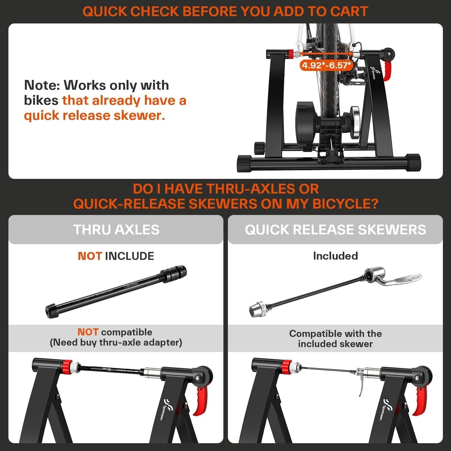Sportneer Magnetic Stationary Bike Trainer for 26-28" & 700C Bicycles Size DEMO