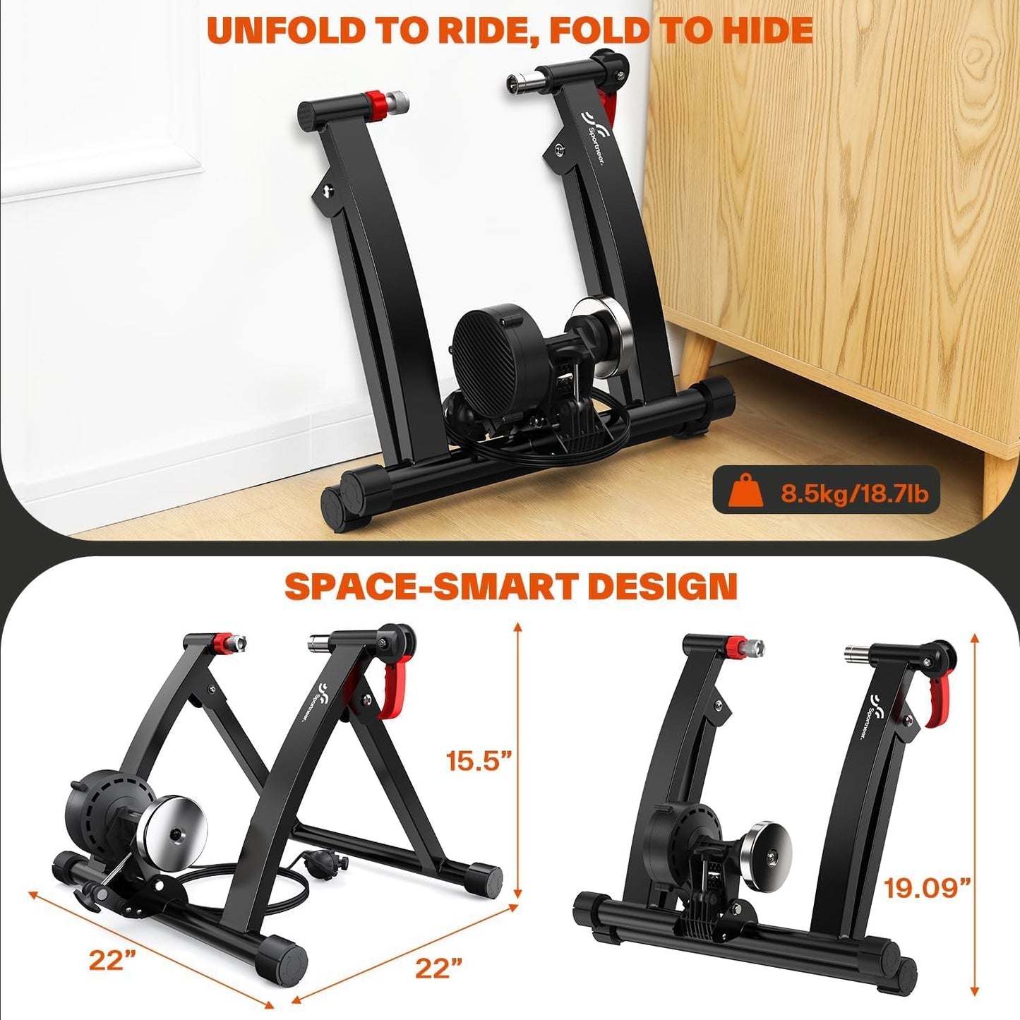 Sportneer Magnetic Stationary Bike Trainer for 26-28" & 700C Bicycles Size DEMO