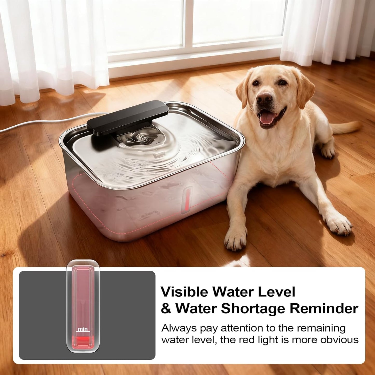 MAOCG Large Fountains 12L/3.2Gal Stainless Steel Automatic Dog Water DEMO