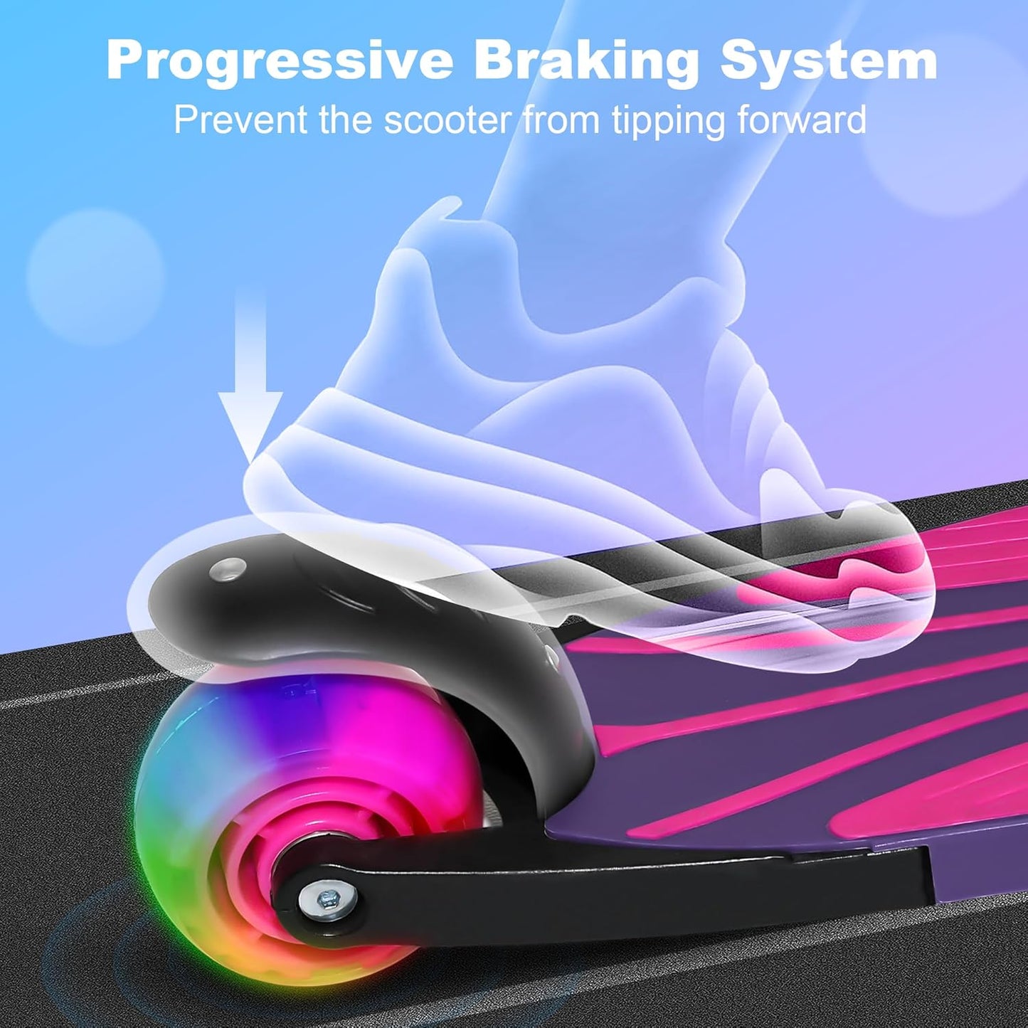 YULUOO 3-Wheel Scooters Light-Up LED Scooter for Kids, Purple Kick with DEMO