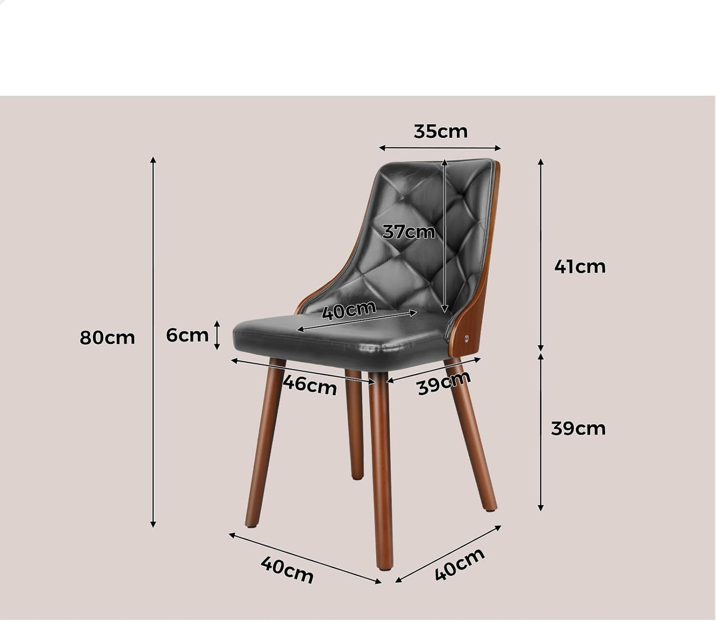 ALFORDSON Bentwood Dining Chairs Set of 2 Faux Leather Black Size 40cm x NEW