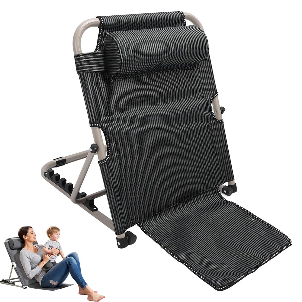 Adjustable Folding Reading Pillow with Backrest - Large Green Striped DEMO