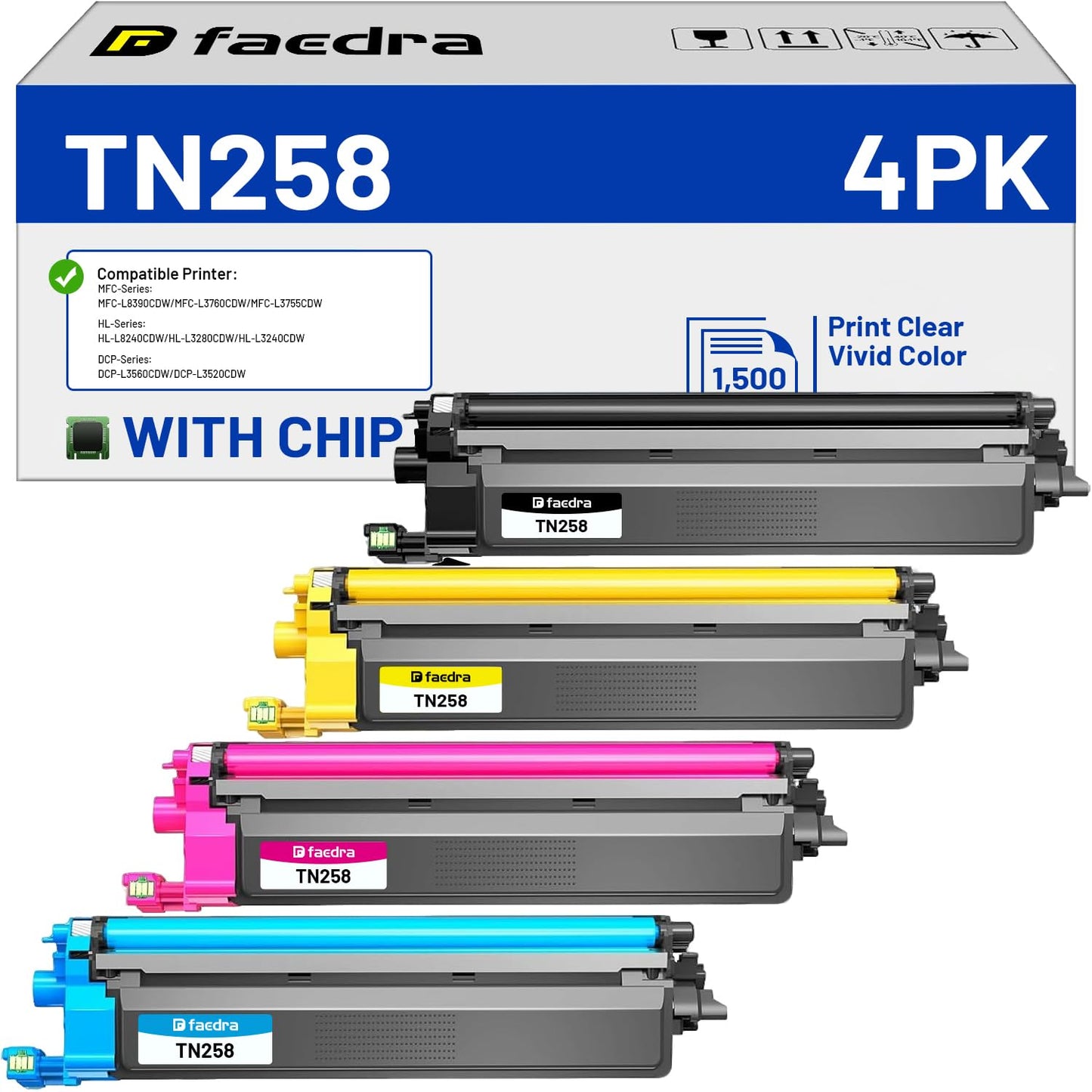 Faedra Toner Cartridge Set Multi Color Cyan Magenta Compatible for Brother NEW
