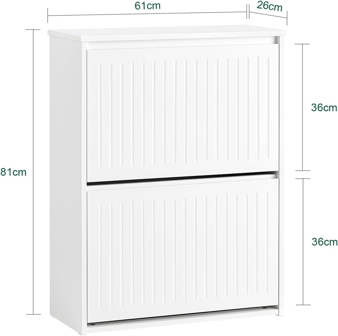 SoBuy White Free Standing Shoe Rack Cabinet with 2 Flip-Drawers, Shelves NEW