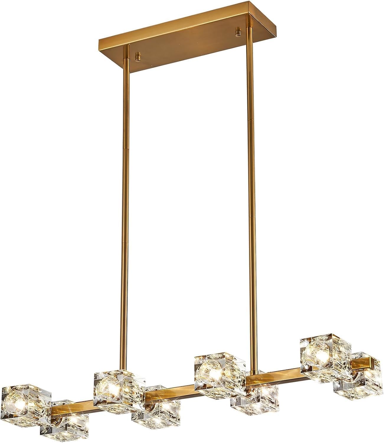 ZIYBICB 8-Light Chandeliers Gold Modern Crystal Chandelier Rectangular DEMO