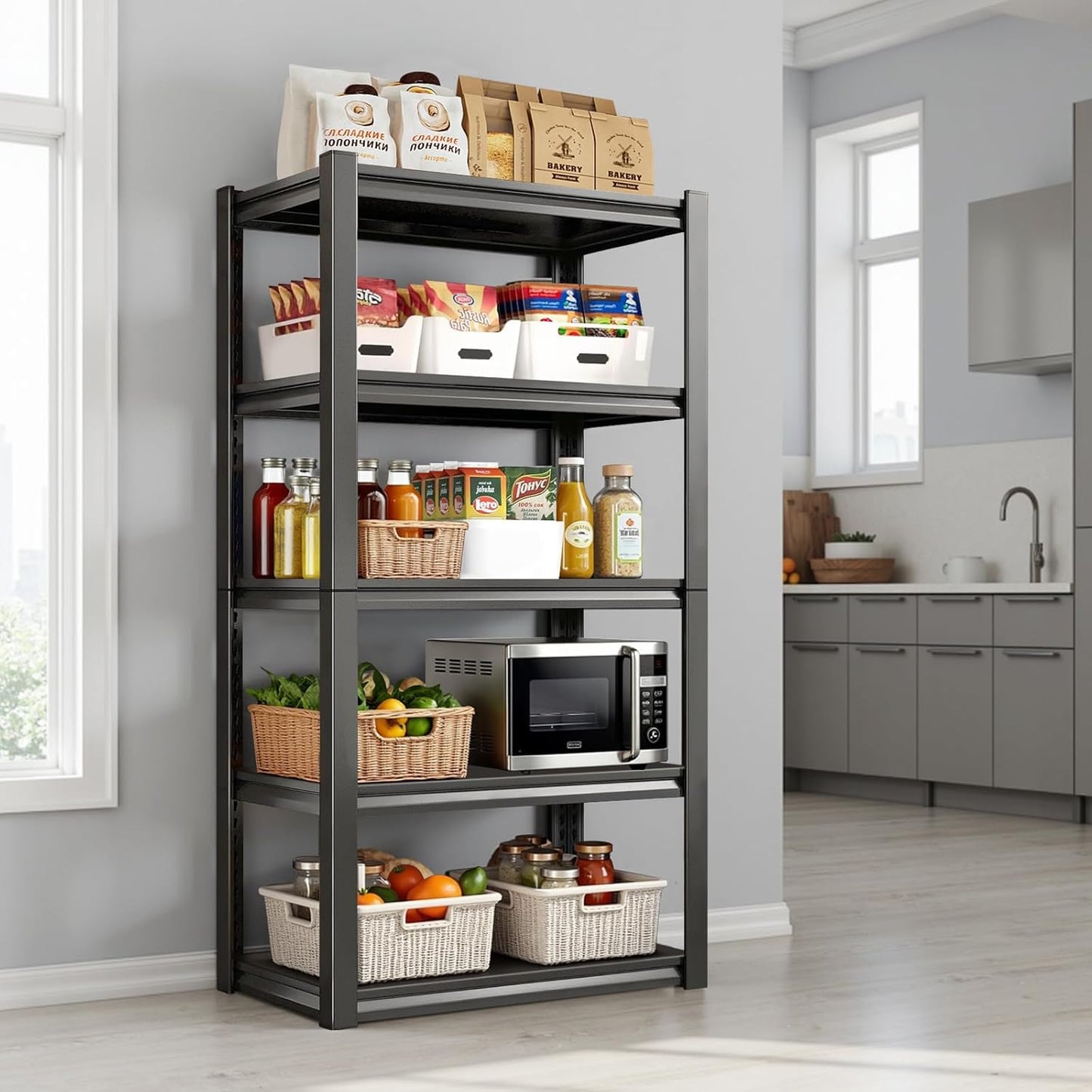 KZOBYD 5-Tier Adjustable Industrial Garage Shelving Unit Black 76*35*160cm DEMO