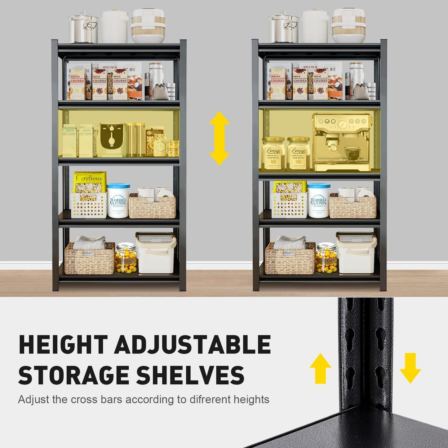 KZOBYD 5-Tier Adjustable Industrial Garage Shelving Unit Black 76*35*160cm DEMO