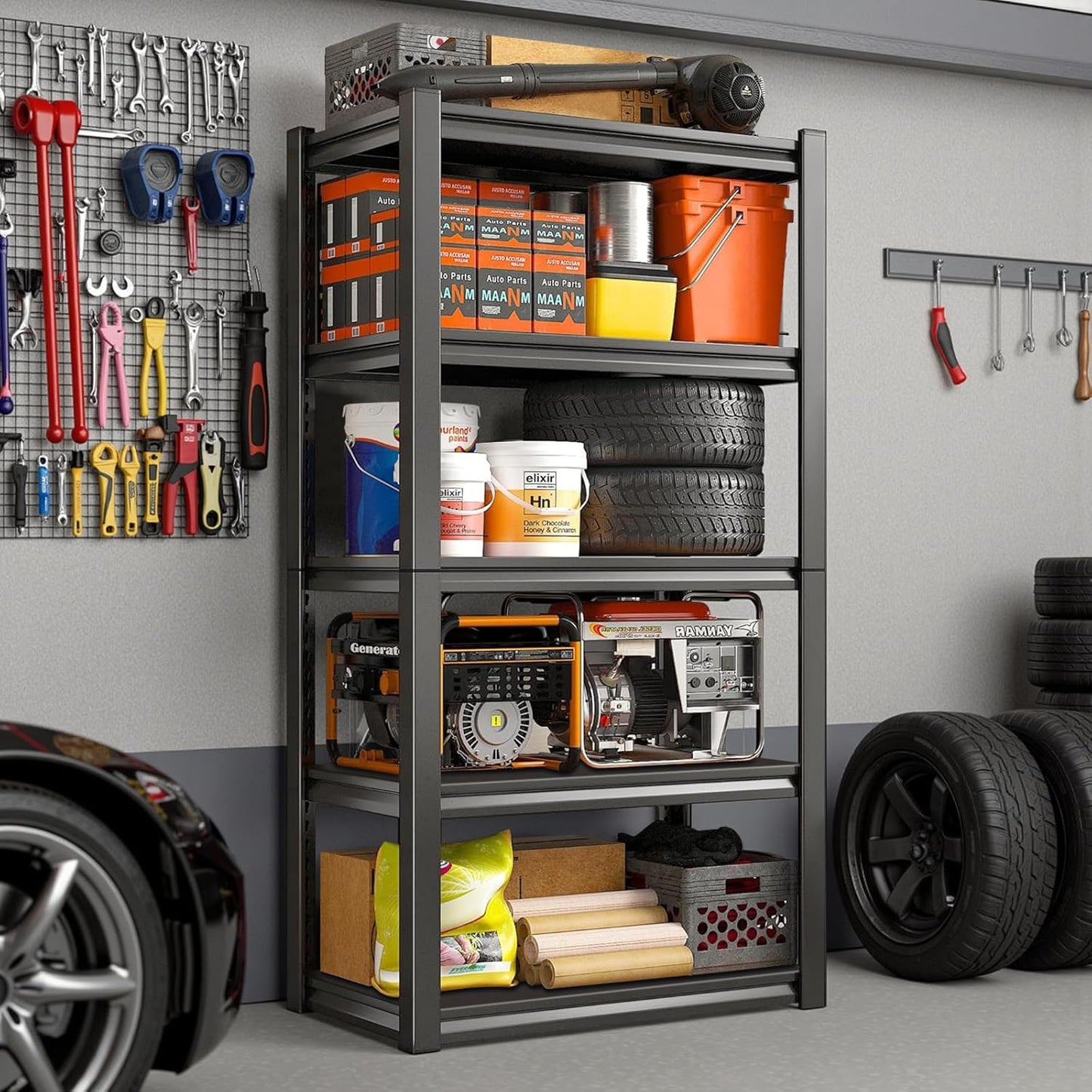 KZOBYD 5-Tier Adjustable Industrial Garage Shelving Unit Black 76*35*160cm DEMO